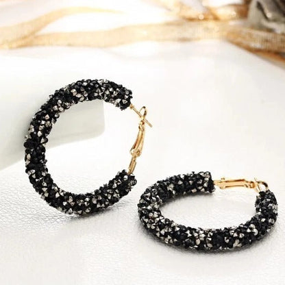 Rhinestone Circle Earrings Crystal Dangle