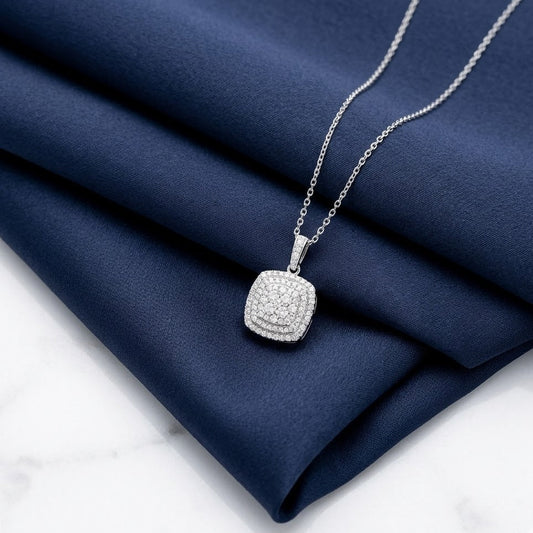 Diamond square zircon necklace KK Labib