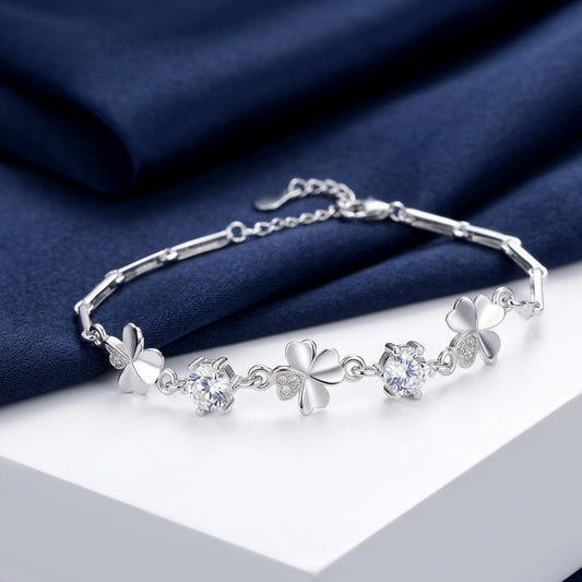 . 925 Clover Zircon Leave Bracelet. KK Labib