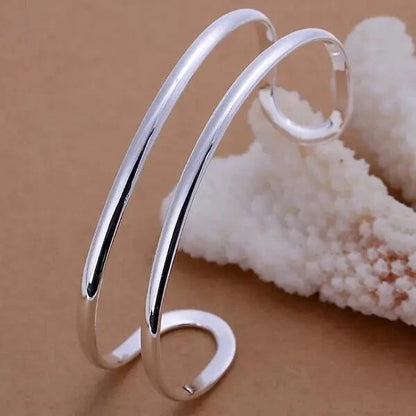 Double Line Open Bangle Cuff Bracelet