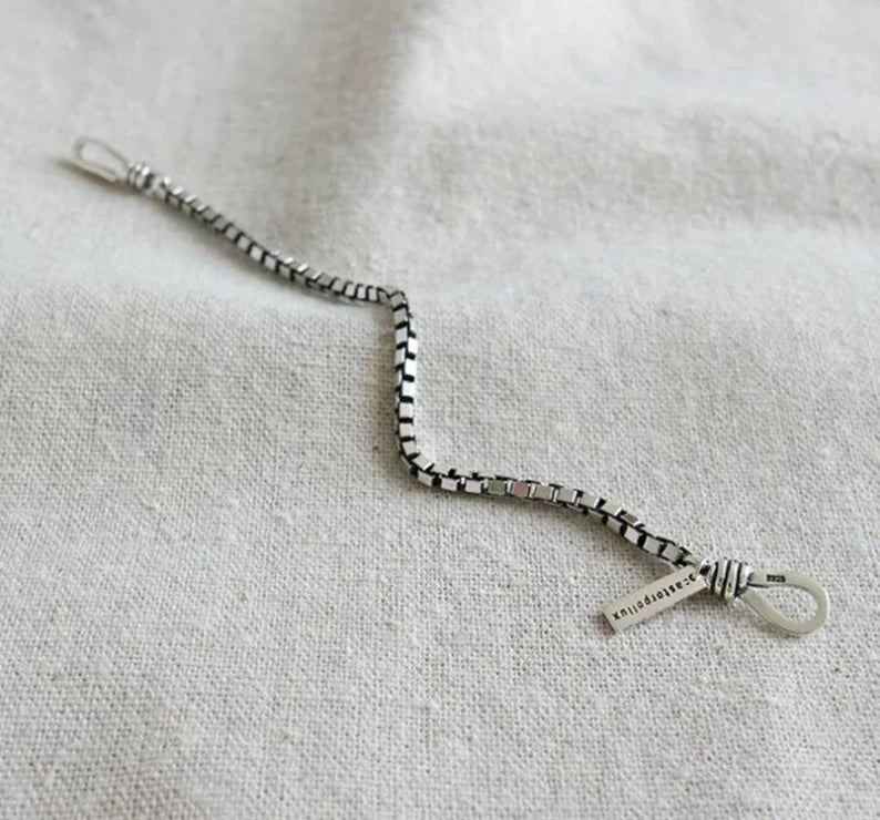 18cm Vintage 925 Sterling Silver Charm Box Chain Bracelet For Men Women Gift