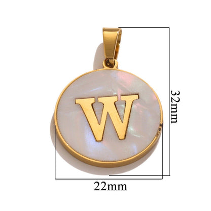 A-Z Letter Alphabet Circle Pendant