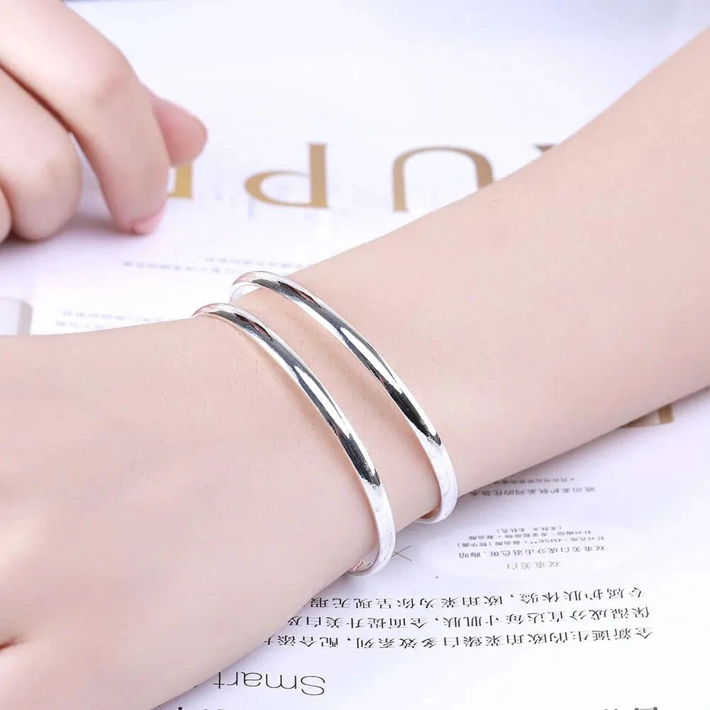 Double Line Open Bangle Cuff Bracelet