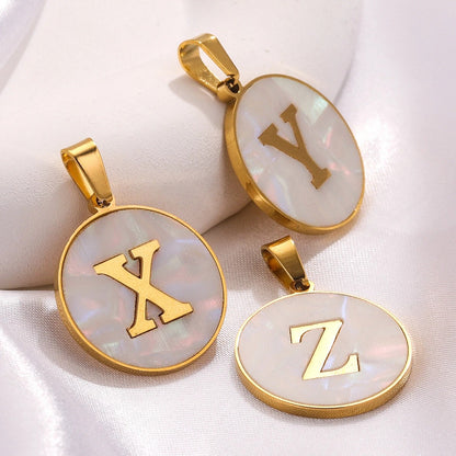 A-Z Letter Alphabet Circle Pendant