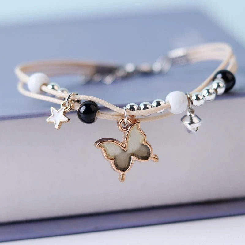 Butterfly Charm Bracelet with Beads