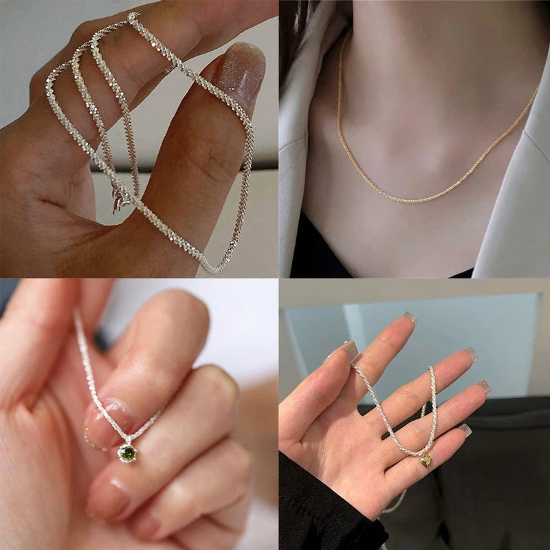 Gypsophila Clavicle Chain Necklace and Bracelet Set