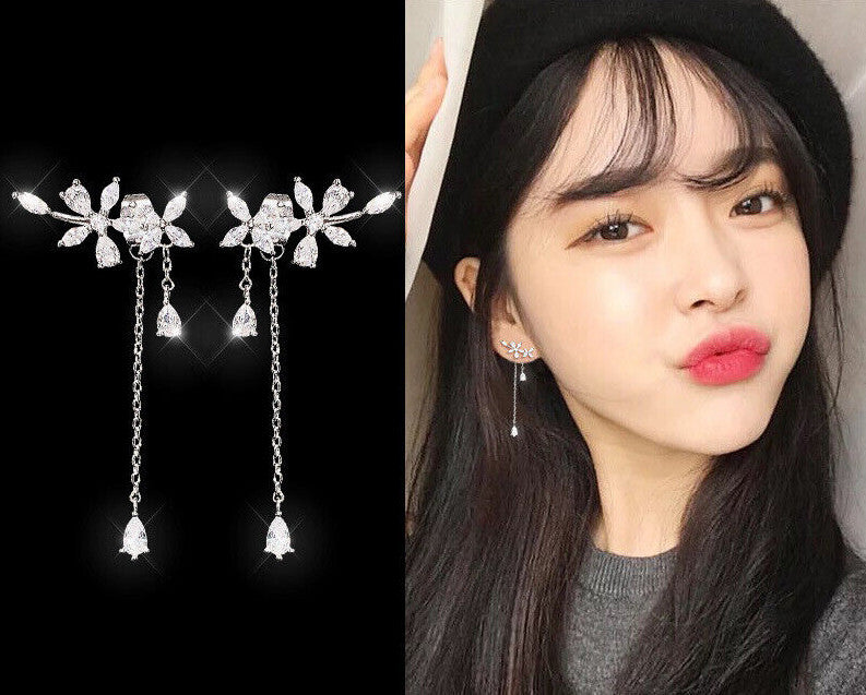 Hanging Tassel Drop Stud Earrings