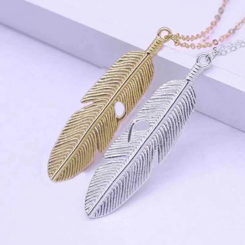 Feather Leaf Pendant Necklace. KK Labib