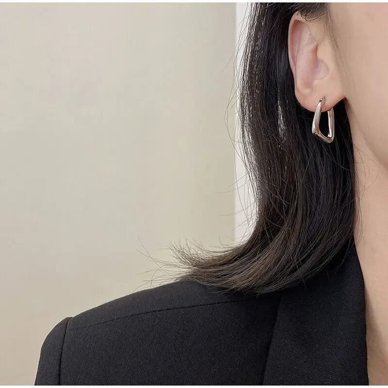 Geometric Twisted Triangle Hoop Earrings