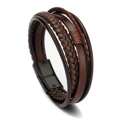 Magnetic Snap Bracelet Leather Rope KK Labib