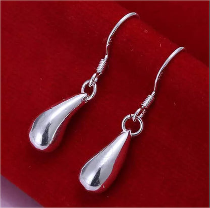 Set of 4 Women Silver Water Drop Bracelet Necklace Earring Ring Party Gift Italy