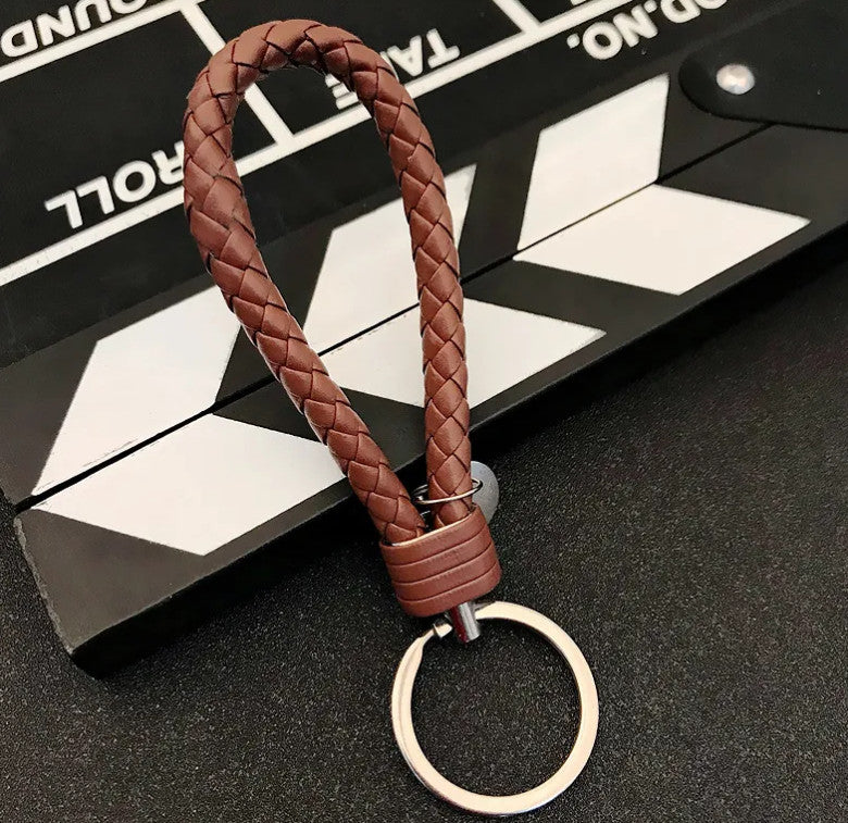 Colorful Braided Faux Leather Strap Keyring Keychain Car Key Chain Ring Key Fob