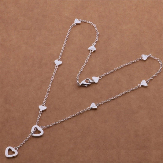 925 Heart Chain Heart Pendant Necklace. KK Labib