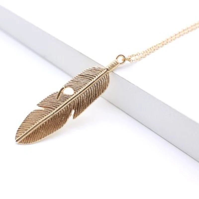 Feather Leaf Pendant Necklace. KK Labib