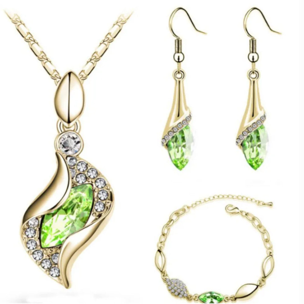 Silver Cubic Zirconia Earrings , Necklace & Bracelet Set