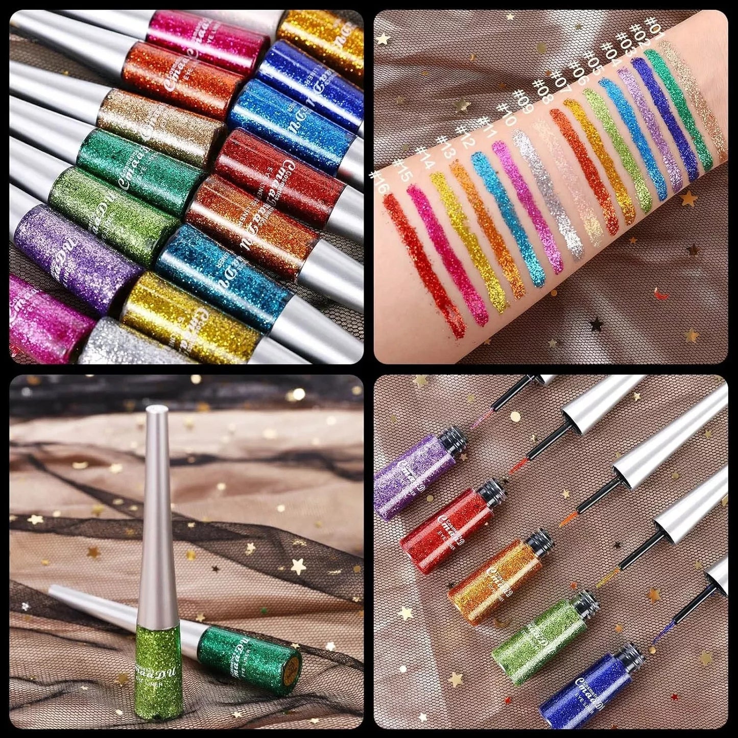 Waterproof Glitter Liquid Eyeliner Long Wear Shimmer Eye Makeup Beauty Cosmetic