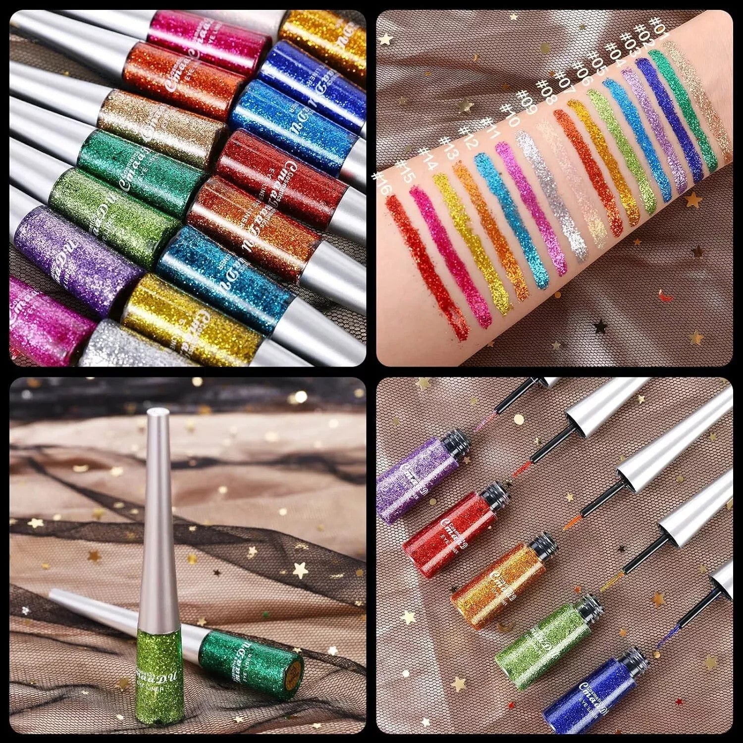 Waterproof Glitter Liquid Eyeliner Long Wear Shimmer Eye Makeup Beauty Cosmetic