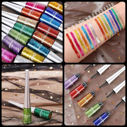 Waterproof Glitter Liquid Eyeliner Long Wear Shimmer Eye Makeup Beauty Cosmetic