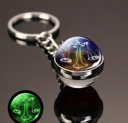 Luminous Glass Ball Zodiac Keychain