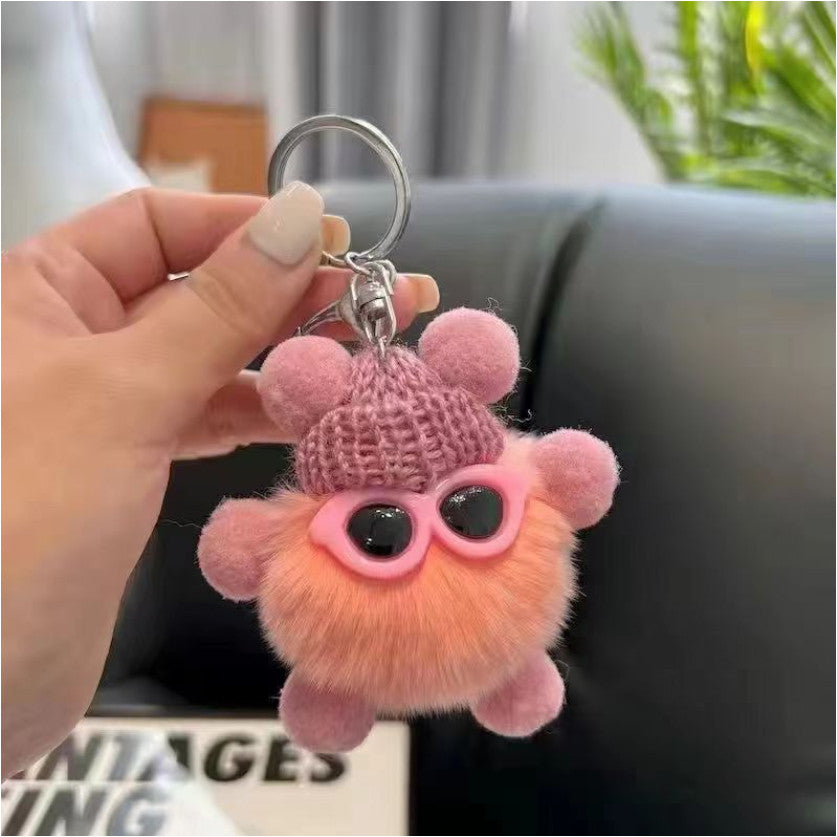 Cute Monster Pom Pom Keyrings