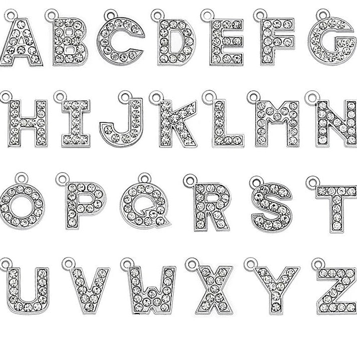 A to Z Rhinestone Letter Pendant Diamante Initial Charm Hang Alphabet Jewellery