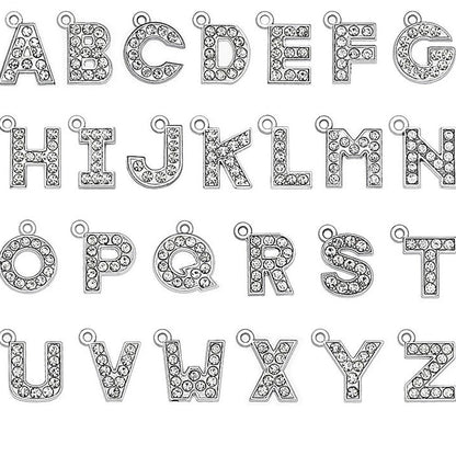 A to Z Rhinestone Letter Pendant Diamante Initial Charm Hang Alphabet Jewellery