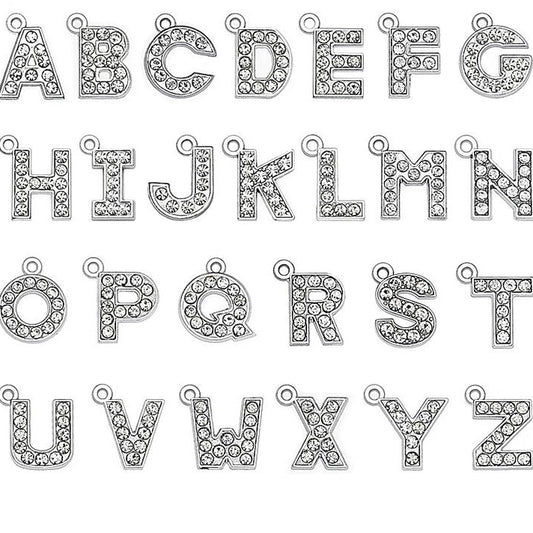 A to Z Rhinestone Letter Pendant Diamante Initial Charm Hang Alphabet Jewellery
