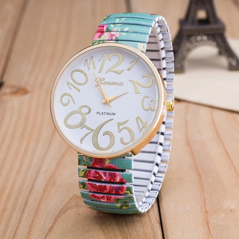 Printed Colorful Elastic Band Watch KK Labib
