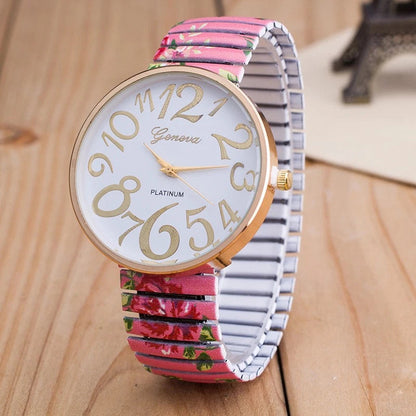 Printed Colorful Elastic Band Watch KK Labib