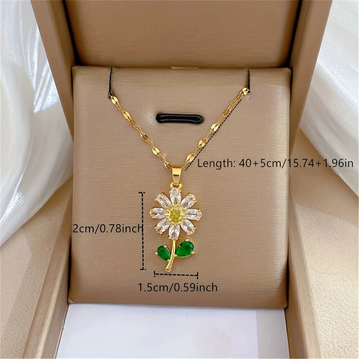 Crystal Flower Pendant Necklace