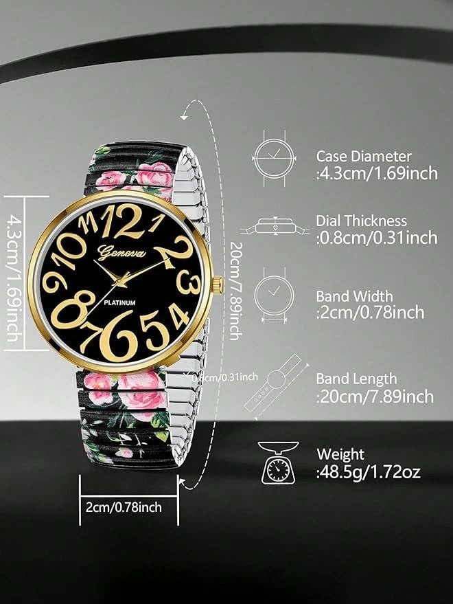 Printed Colorful Elastic Band Watch KK Labib