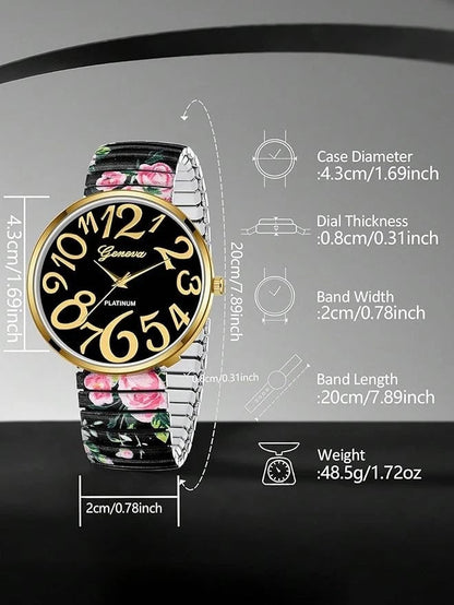 Printed Colorful Elastic Band Watch KK Labib