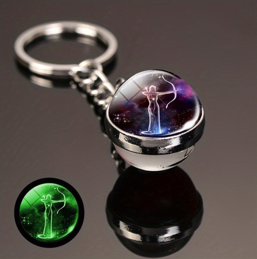 Luminous Glass Ball Zodiac Keychain