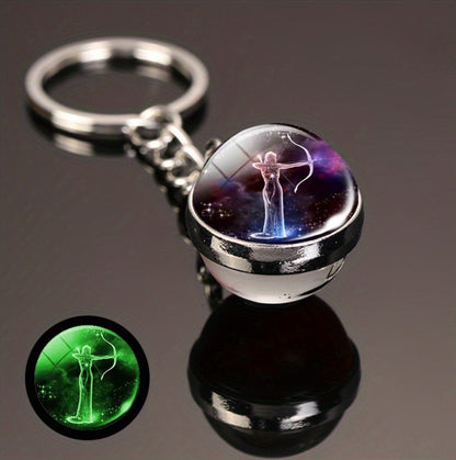 Luminous Glass Ball Zodiac Keychain