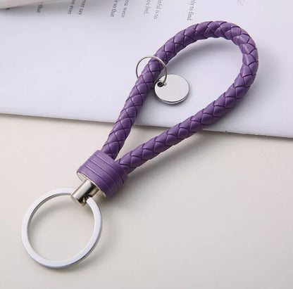 Colorful Braided Faux Leather Strap Keyring