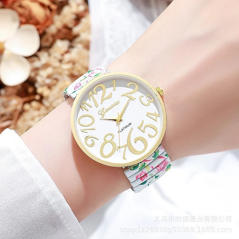 Printed Colorful Elastic Band Watch KK Labib