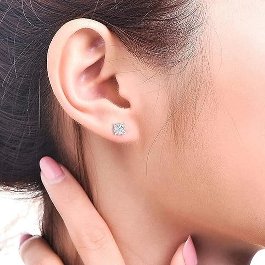 925 Sterling Silver Cluster Stud Earrings Cubic Zirconia Men Women Jewellery UK