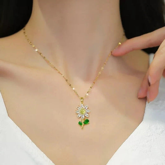 Crystal Flower Pendant Necklace