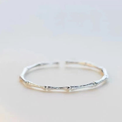 925 Sterling Silver Bracelet Bamboo Simple Bangle Thin Hoop Jewelry Circle Gift