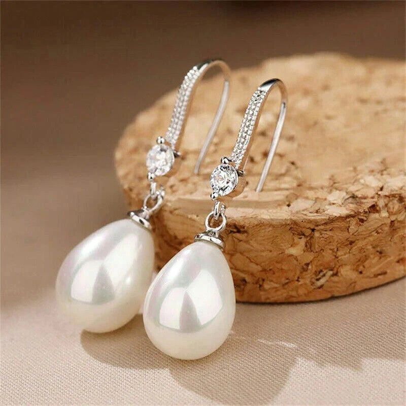 Oval Pearl Earrings, Silver KK Labib
