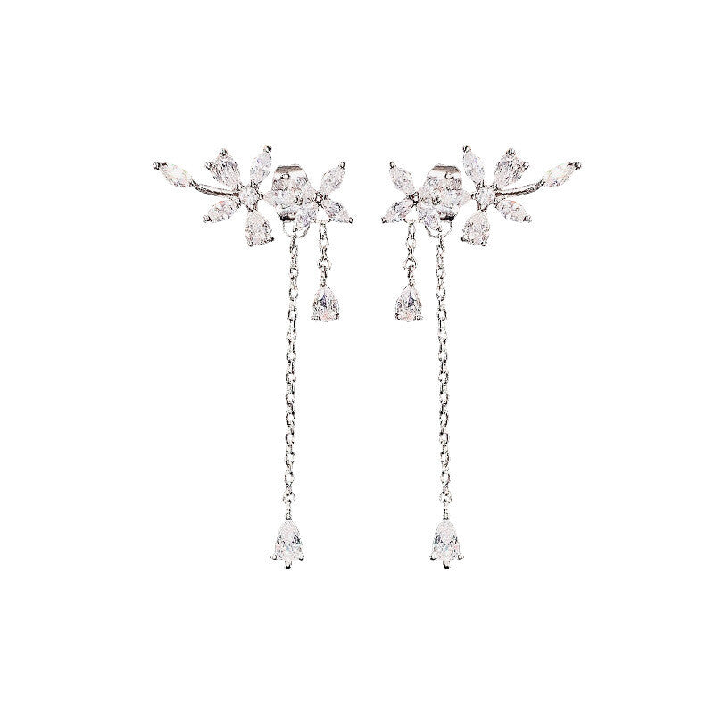 Hanging Tassel Drop Stud Earrings