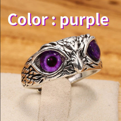 Open Adjustable Retro Devil Eye owl Ring KK Labib