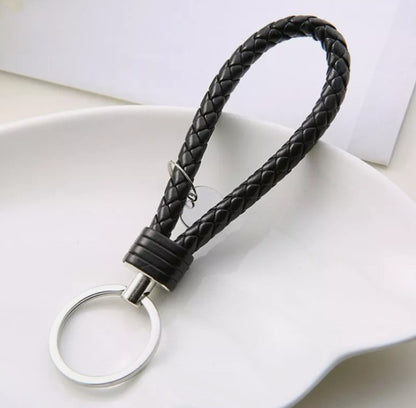 Colorful Braided Faux Leather Strap Keyring