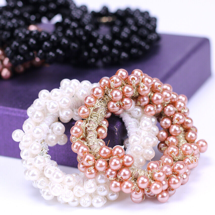 Womens Large Elastic Pearl Headdress Hair Band Scrunchie Accessories Hair Tie
