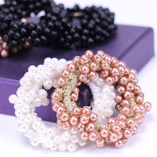 Womens Large Elastic Pearl Headdress Hair Band Scrunchie Accessories Hair Tie