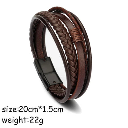 Magnetic Snap Bracelet Leather Rope KK Labib