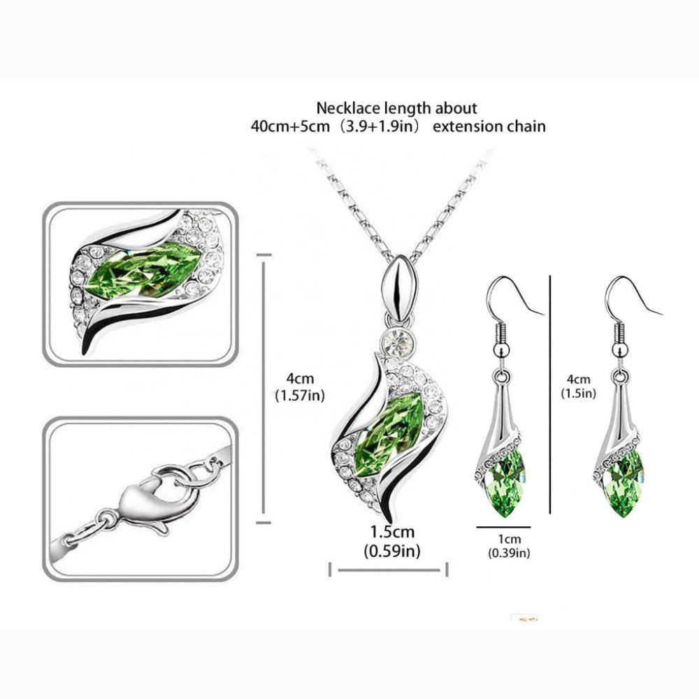 Women's Earrings Necklace Bracelet Set Silver Cubic Zirconia Ladies Jewelry Set