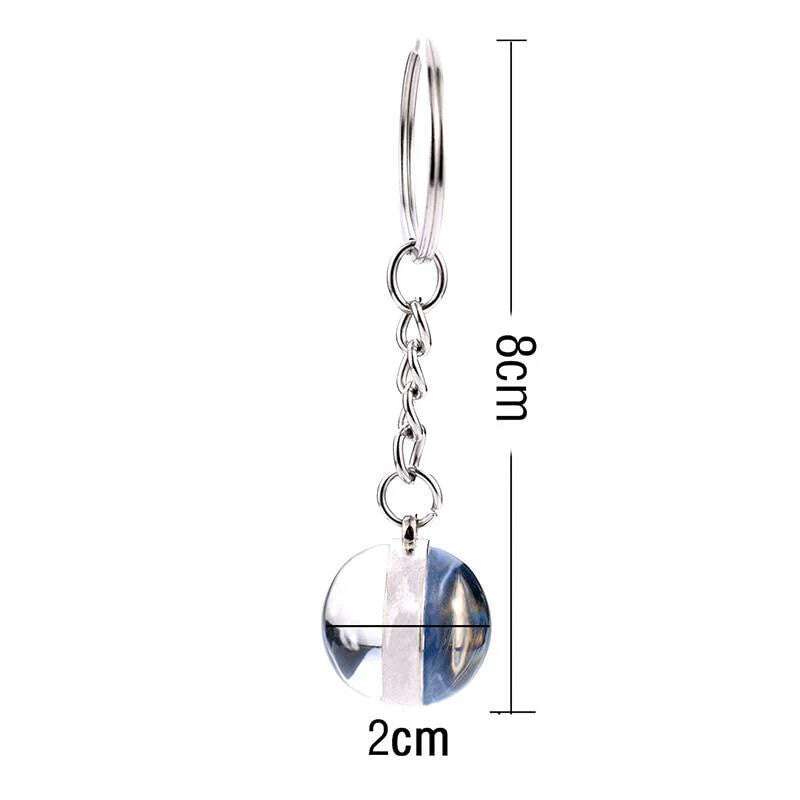 Solar System Keychain Double Side Planet Glass Ball Galaxy Glow in Dark Keyring