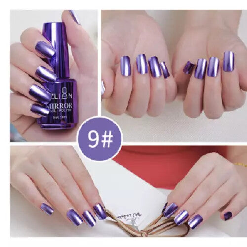 15 Colors Metallic Nail Polish Super Shine Chrome Mirror Effect Art Nail Varnish
