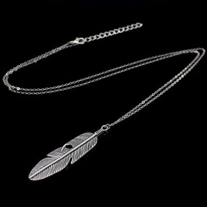 Feather Leaf Pendant Necklace. KK Labib